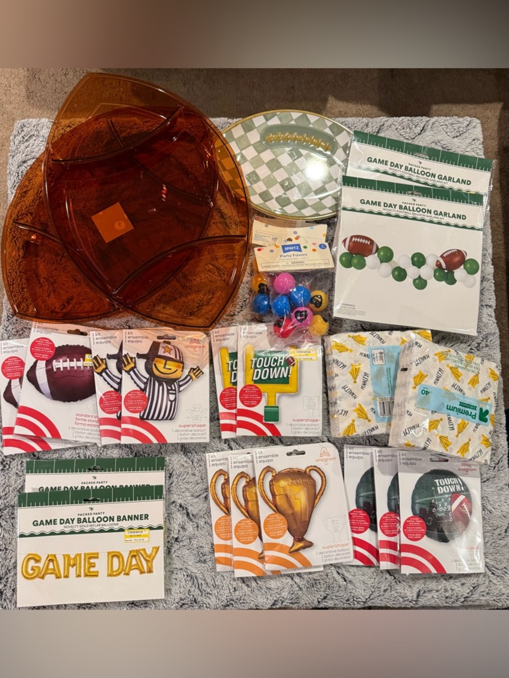 Game Day Party Pack - Gold, Green, Brown Football Themed Supplies